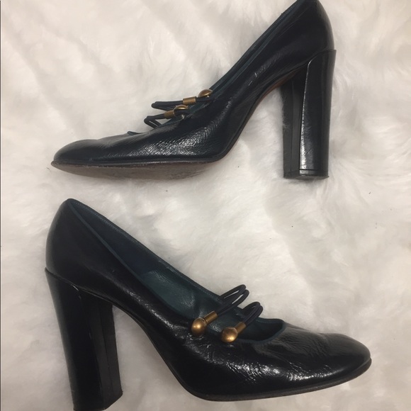 MARC JACOBS Patent Leather Mary Jane Heel Bluish - Picture 1 of 6